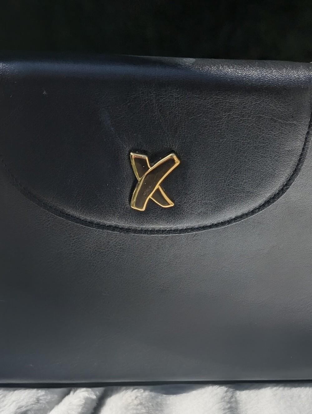 PALOMA PICASSO Black Leather Crossbody Bag with Gold Accent - Designer Style